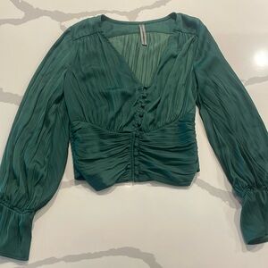 Green satin Anthropologie shirt